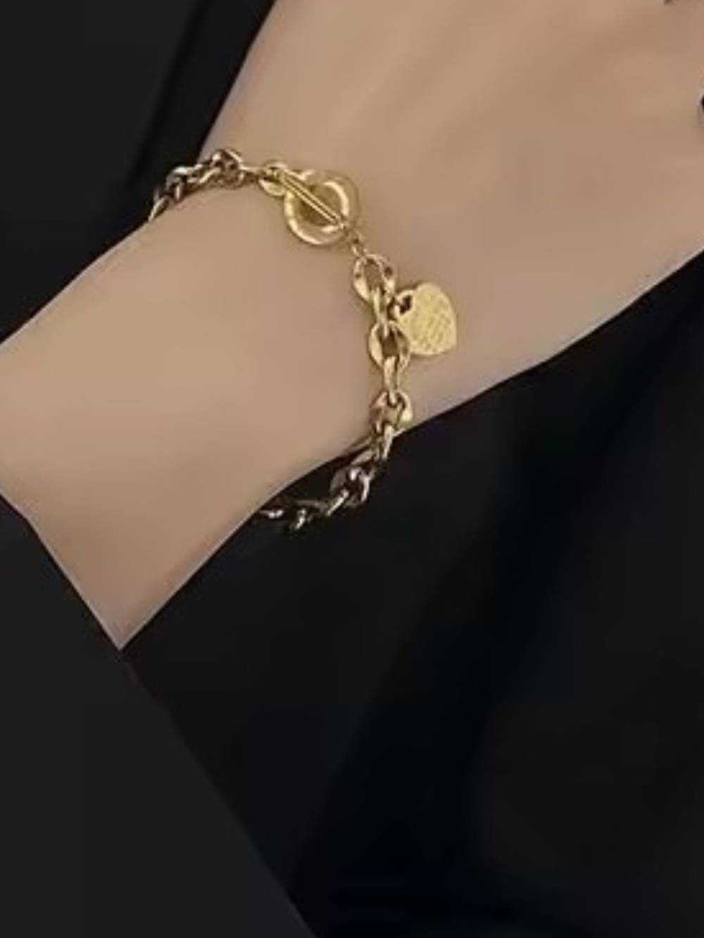 Gold Heart Charm Toggle Bracelet - Above All Else - Picture 5 of 6